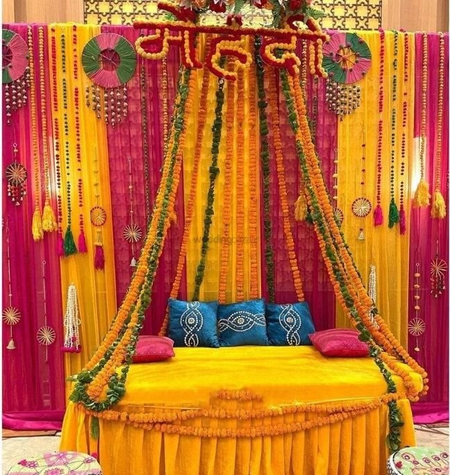 Festiwave Haldi Decor Indian Haldi Decor Mehndi Decor Sangeet Decor Indian Wedding Backdrop Indian Haldi Decoration Haldi Decor Full Setup